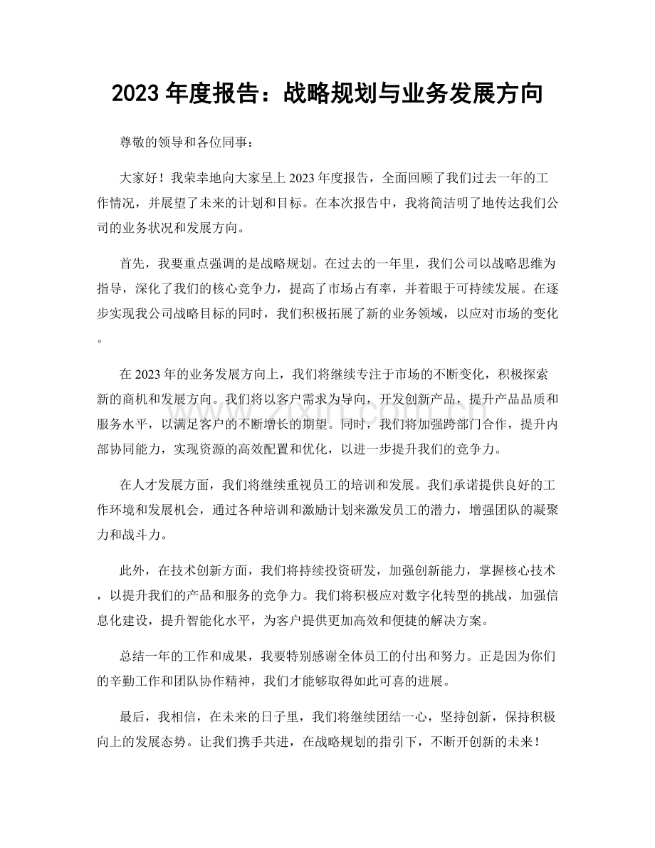 2023年度报告：战略规划与业务发展方向.docx_第1页