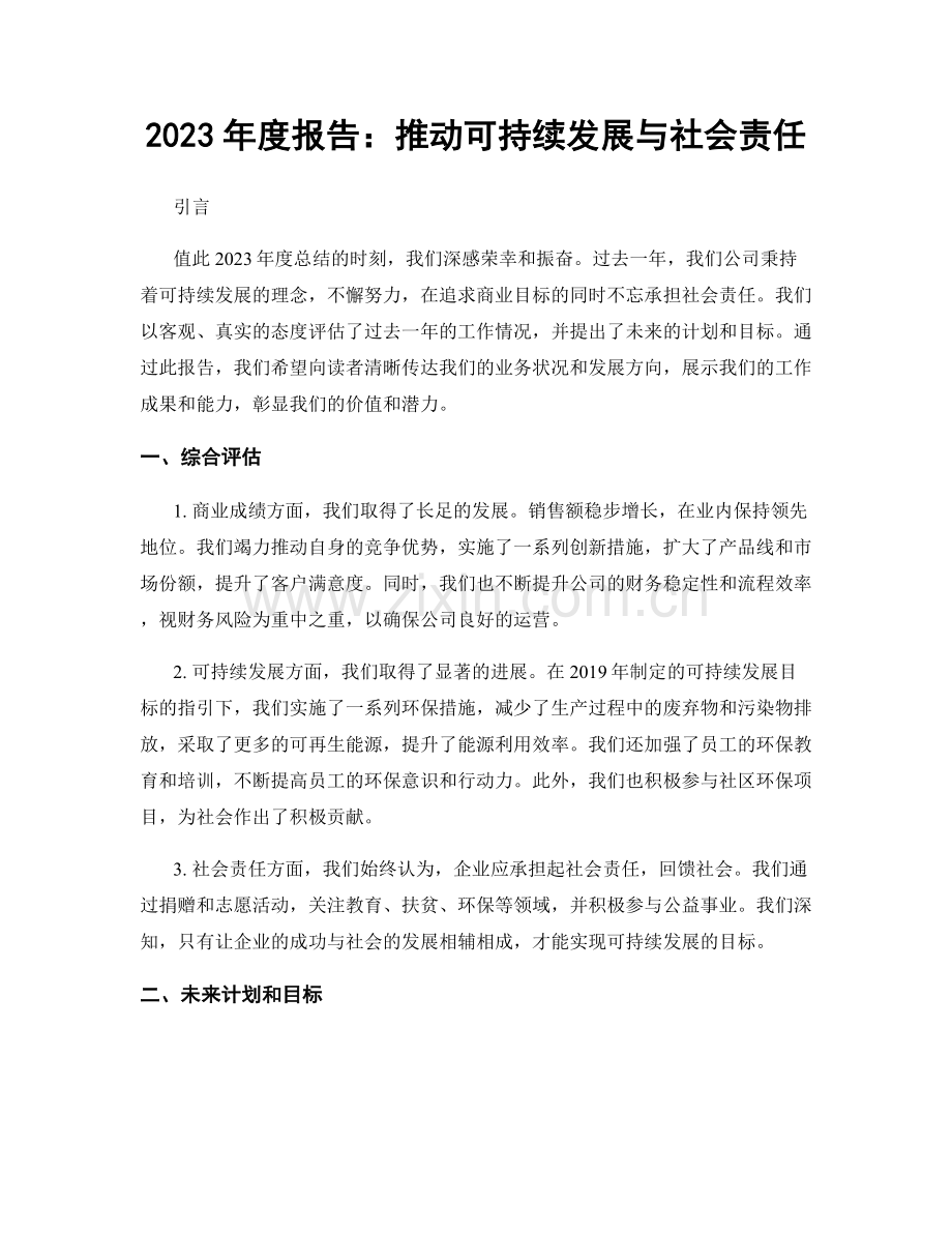 2023年度报告：推动可持续发展与社会责任.docx_第1页