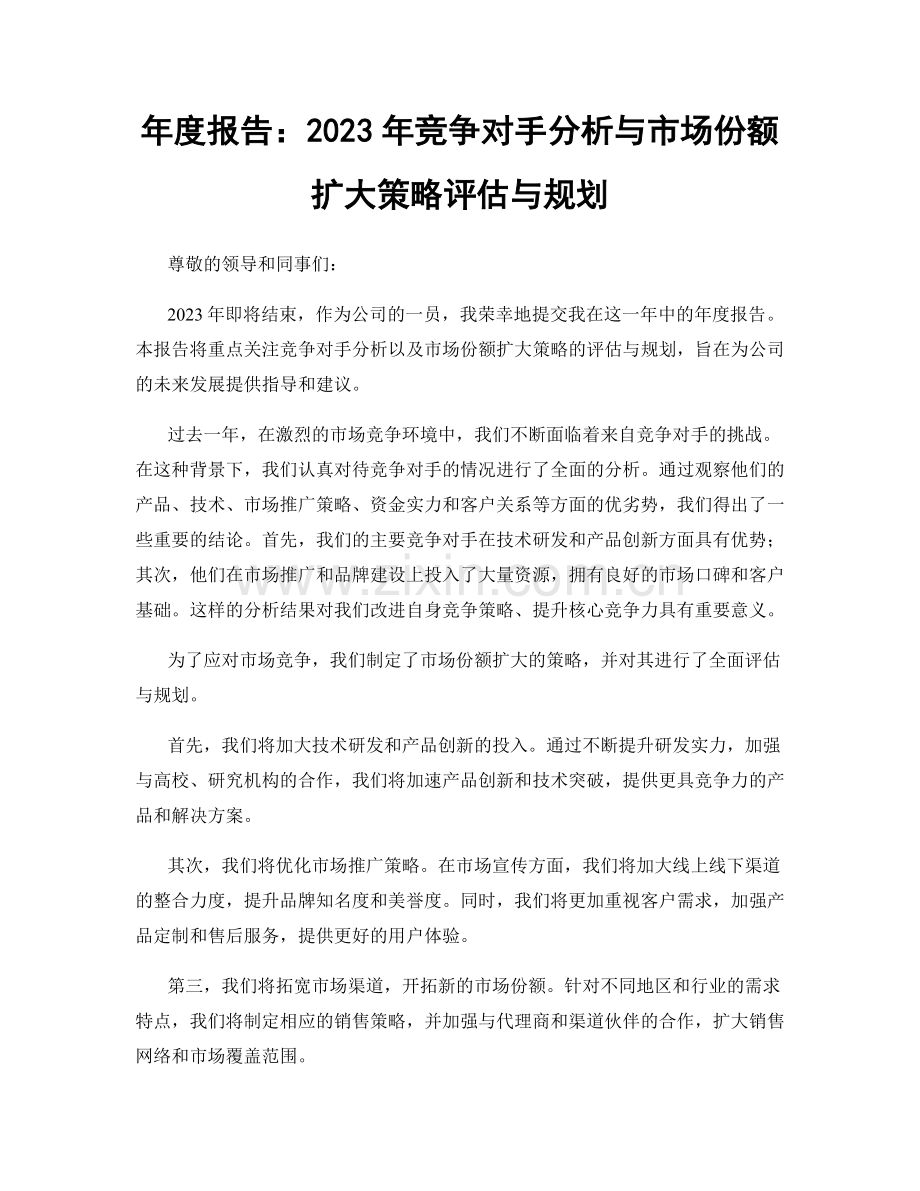 年度报告：2023年竞争对手分析与市场份额扩大策略评估与规划.docx_第1页