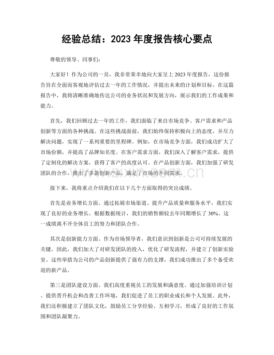 经验总结：2023年度报告核心要点.docx_第1页