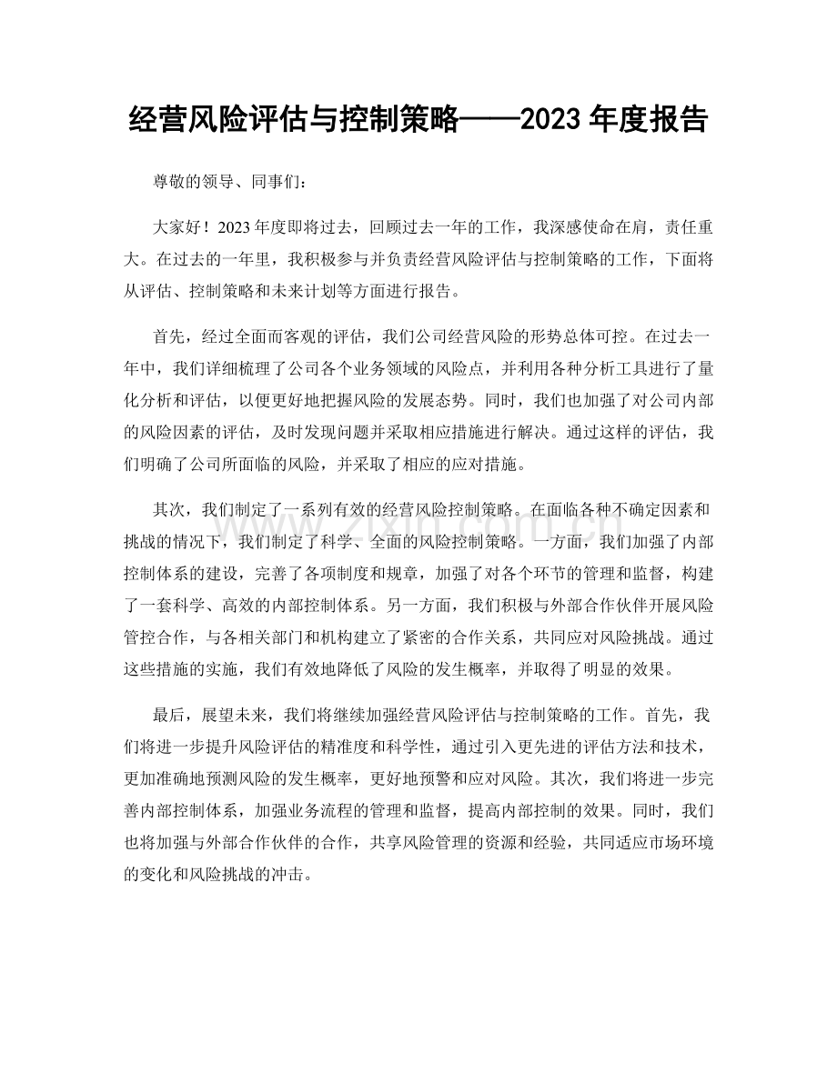 经营风险评估与控制策略——2023年度报告.docx_第1页