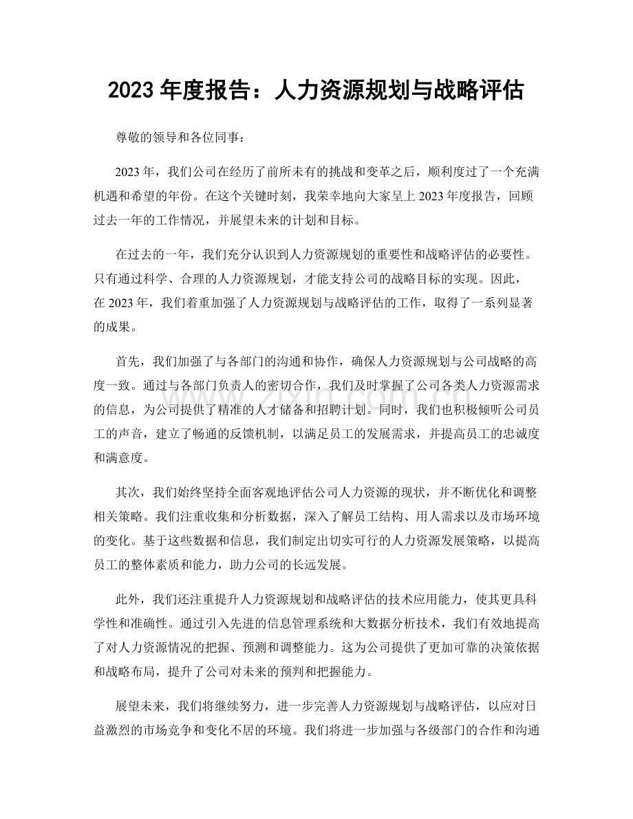 2023年度报告：人力资源规划与战略评估.docx_第1页