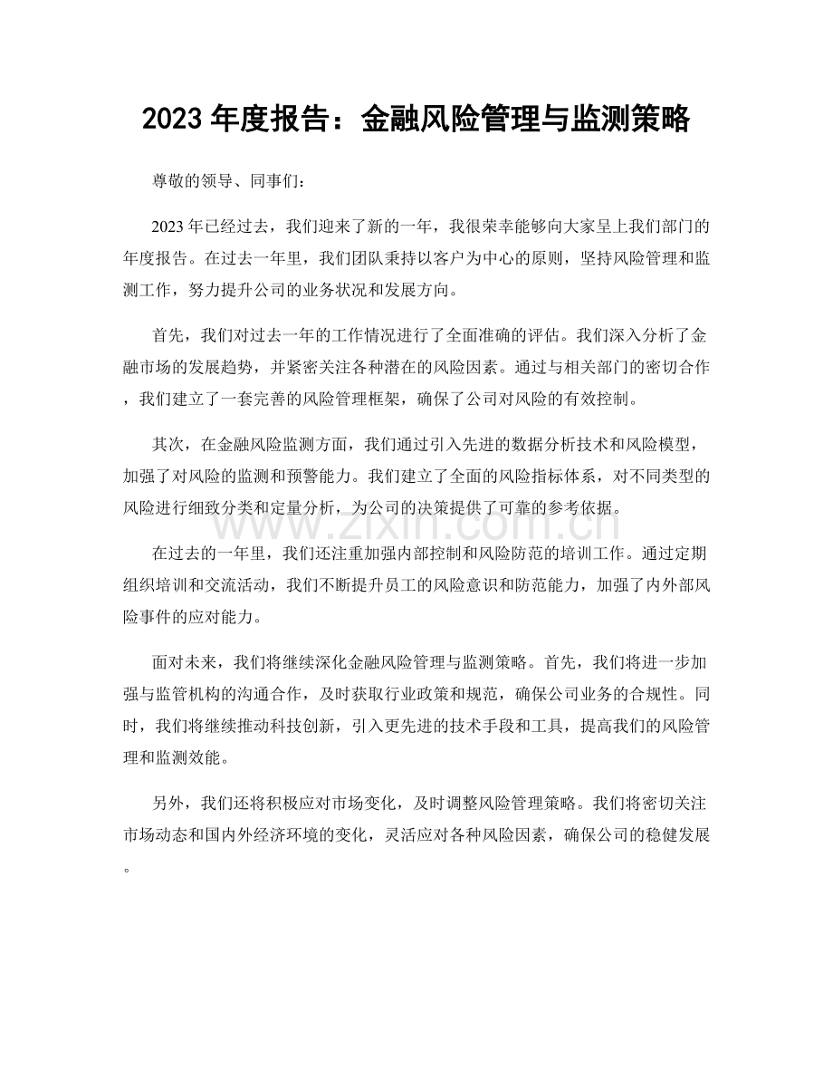 2023年度报告：金融风险管理与监测策略.docx_第1页