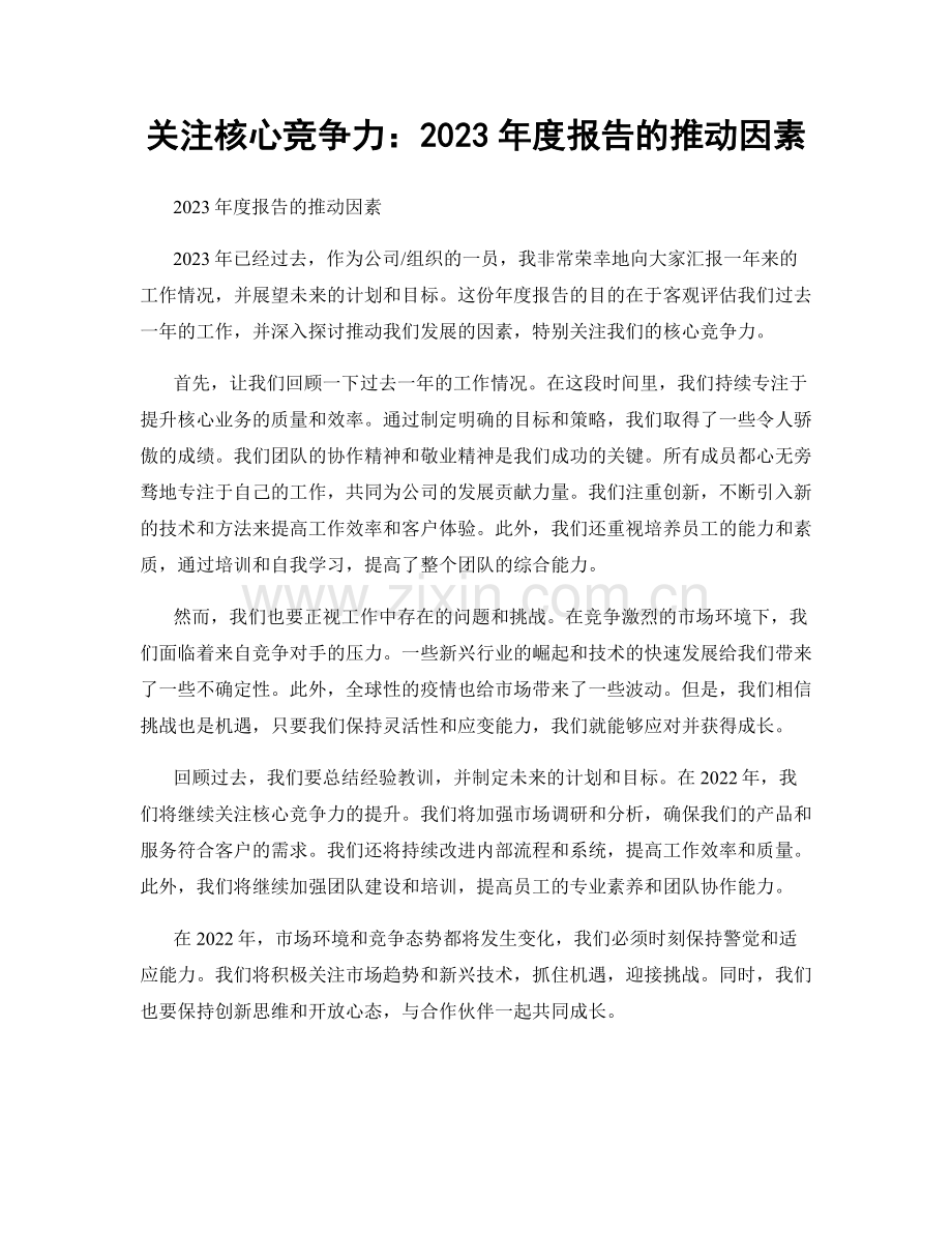 关注核心竞争力：2023年度报告的推动因素.docx_第1页