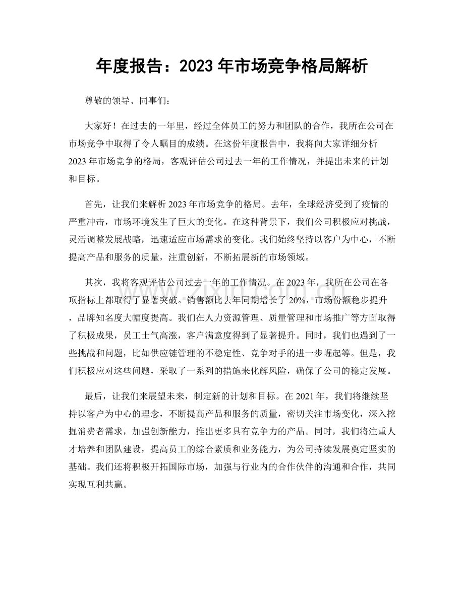 年度报告：2023年市场竞争格局解析.docx_第1页