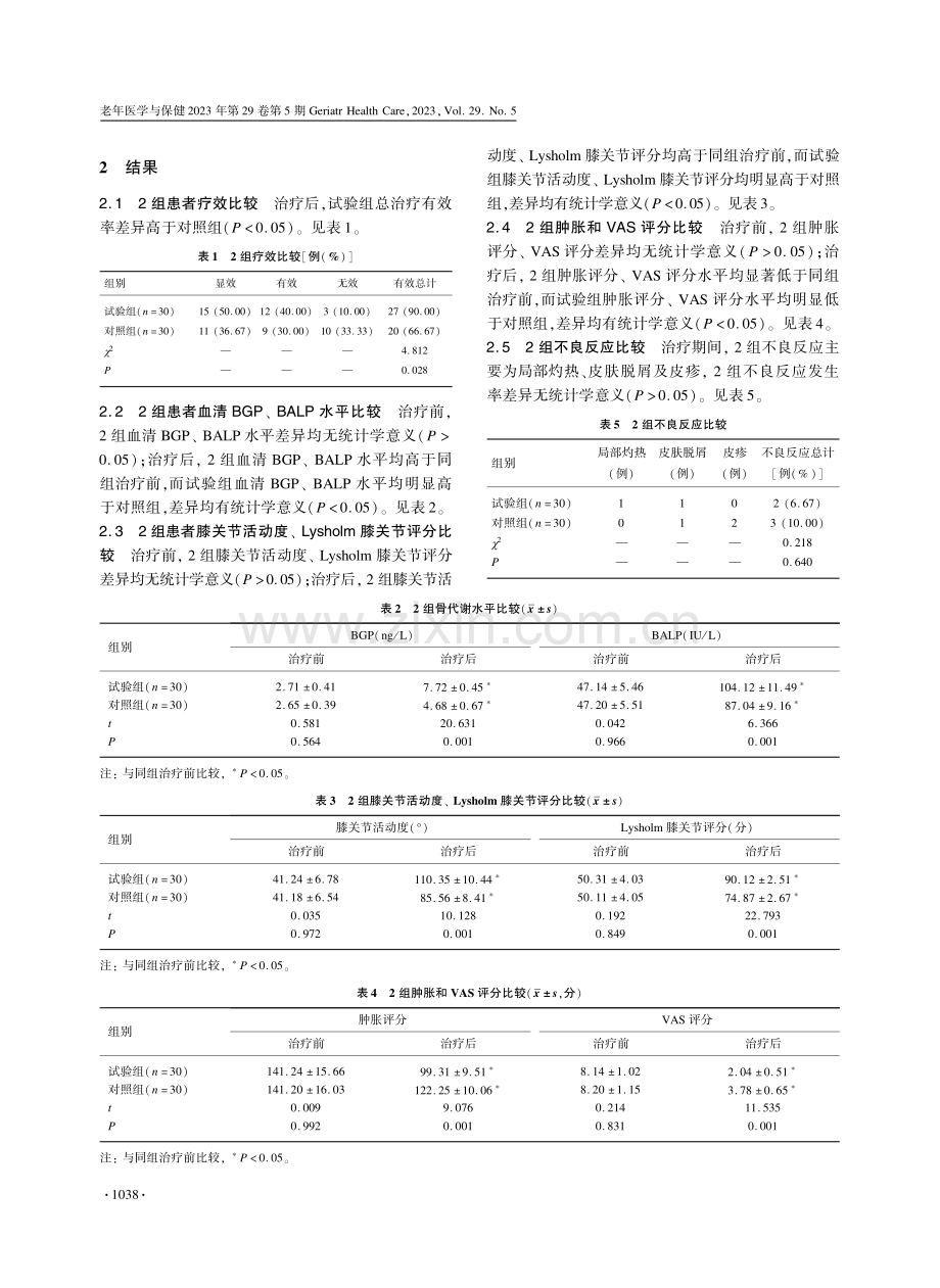 光子治疗仪联合骨肽注射液对老年下肢骨折后肿胀患者骨代谢、膝关节功能的影响.pdf_第3页