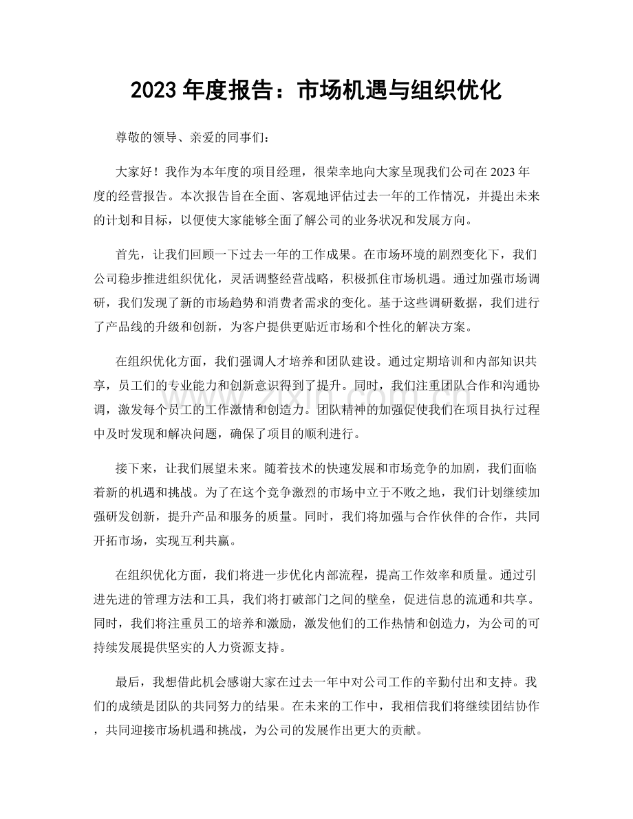 2023年度报告：市场机遇与组织优化.docx_第1页