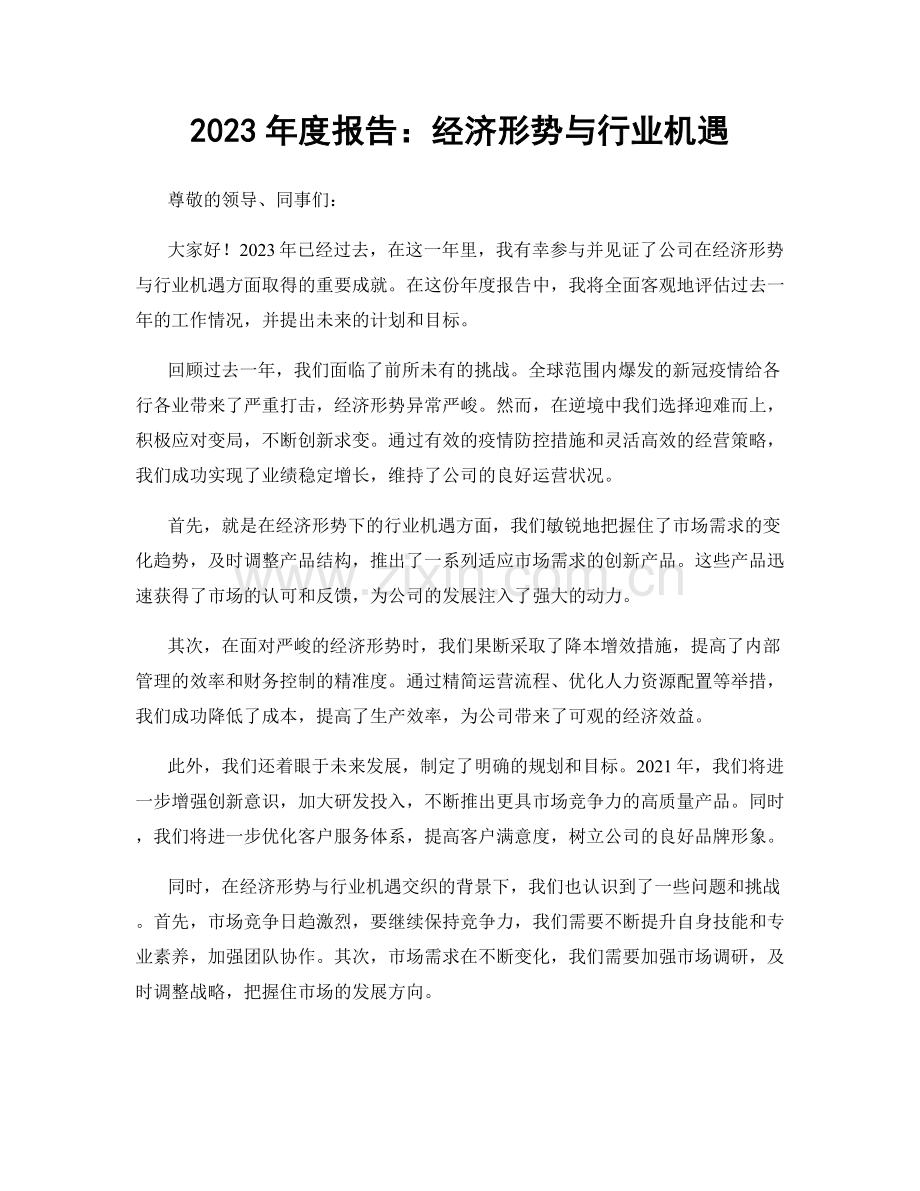 2023年度报告：经济形势与行业机遇.docx_第1页