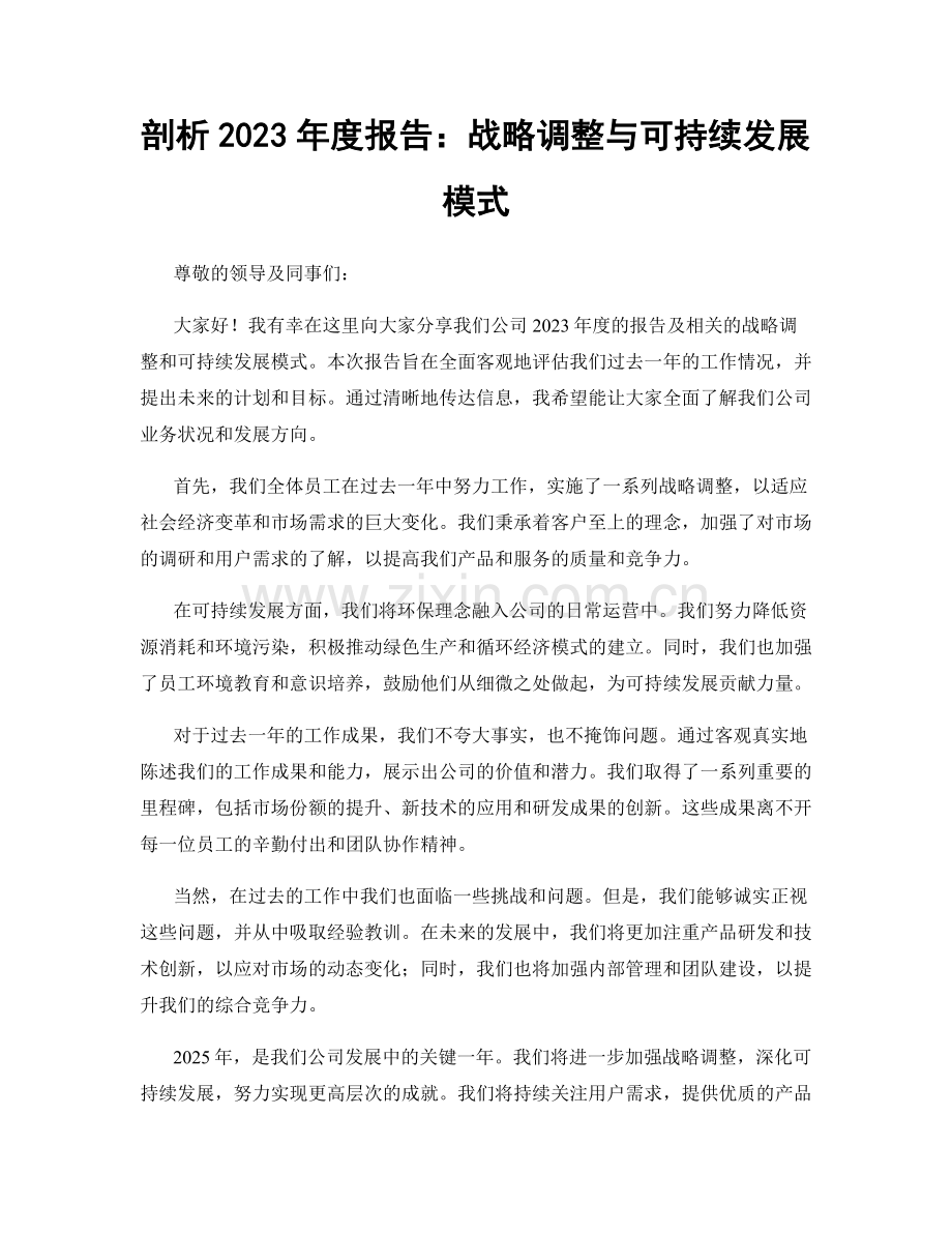 剖析2023年度报告：战略调整与可持续发展模式.docx_第1页