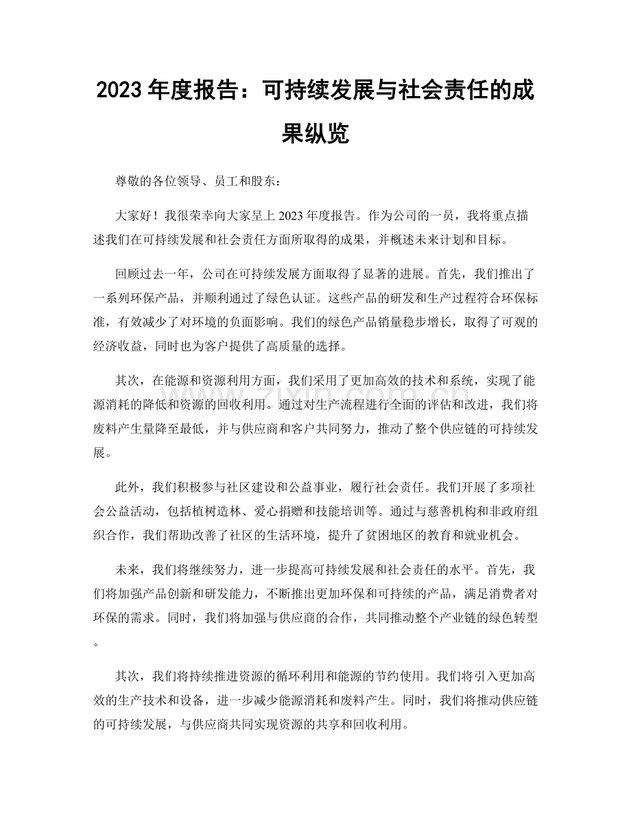 2023年度报告：可持续发展与社会责任的成果纵览.docx_第1页