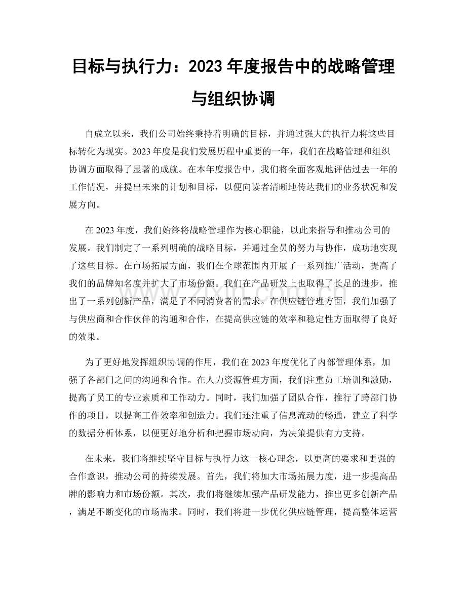 目标与执行力：2023年度报告中的战略管理与组织协调.docx_第1页