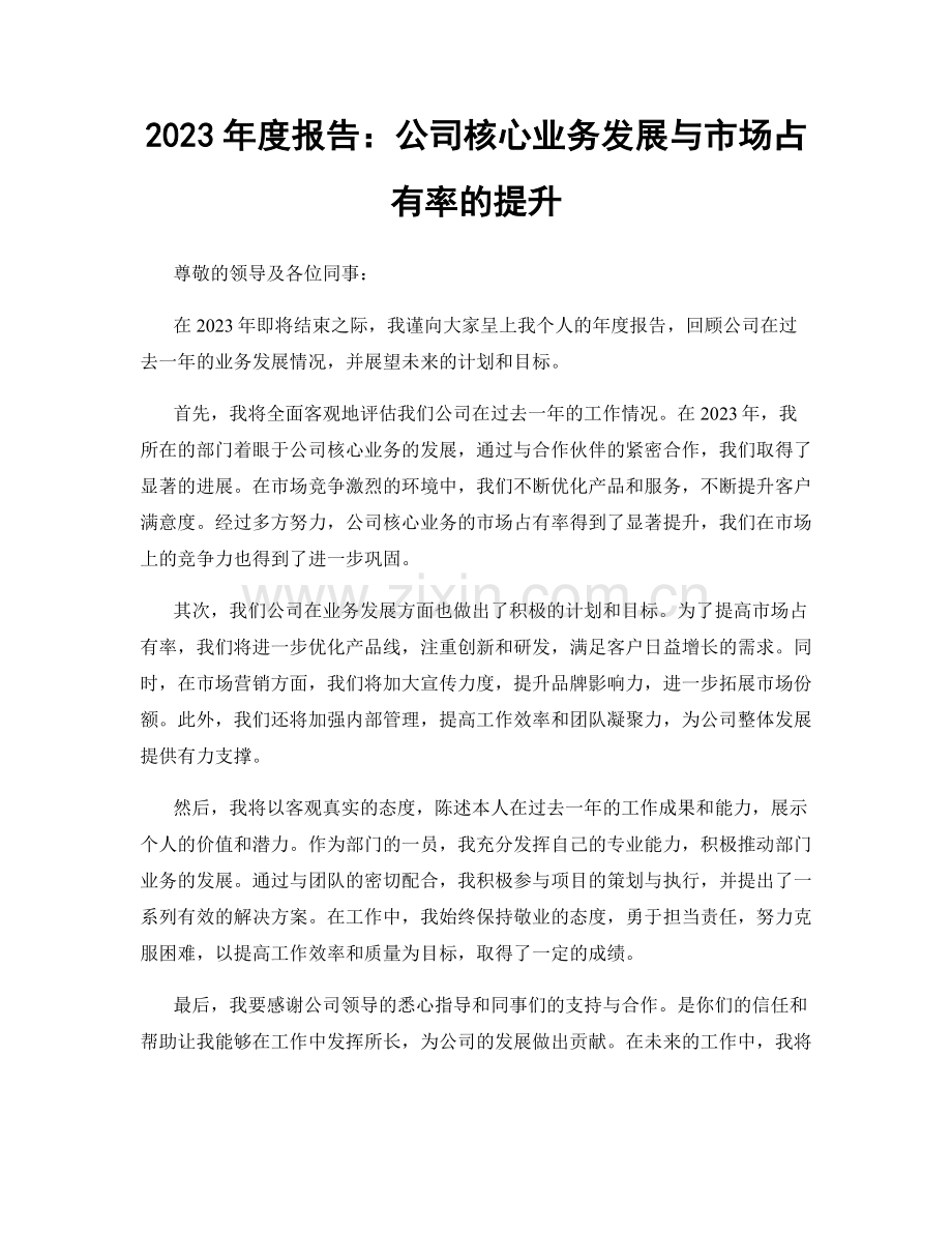 2023年度报告：公司核心业务发展与市场占有率的提升.docx_第1页