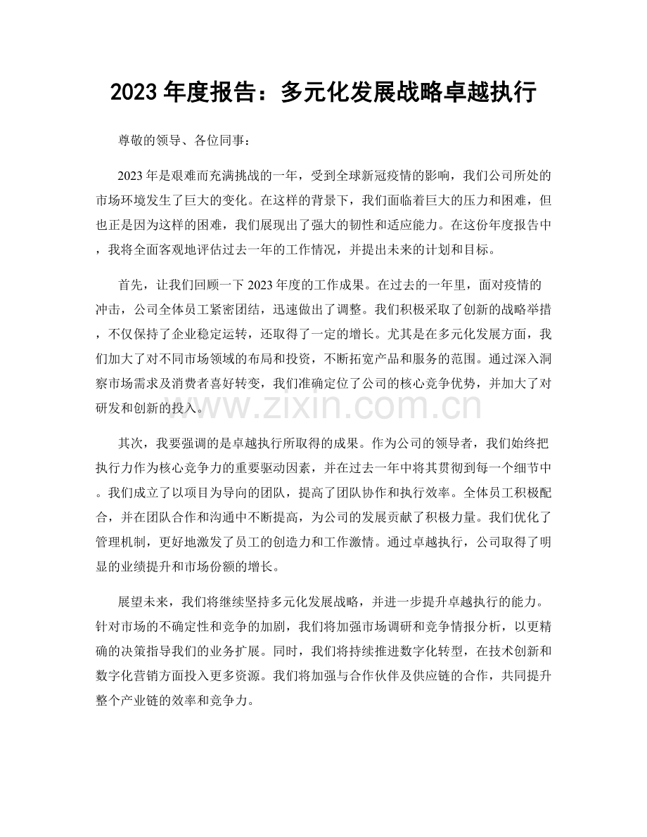 2023年度报告：多元化发展战略卓越执行.docx_第1页