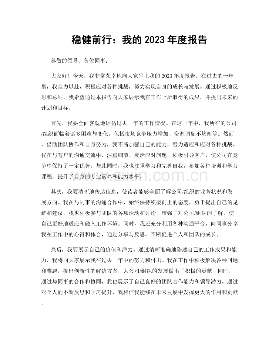 稳健前行：我的2023年度报告.docx_第1页