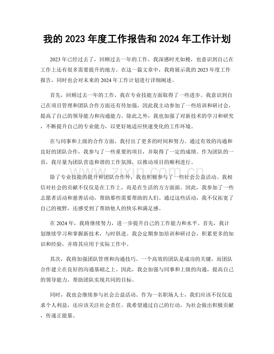 我的2023年度工作报告和2024年工作计划.docx_第1页