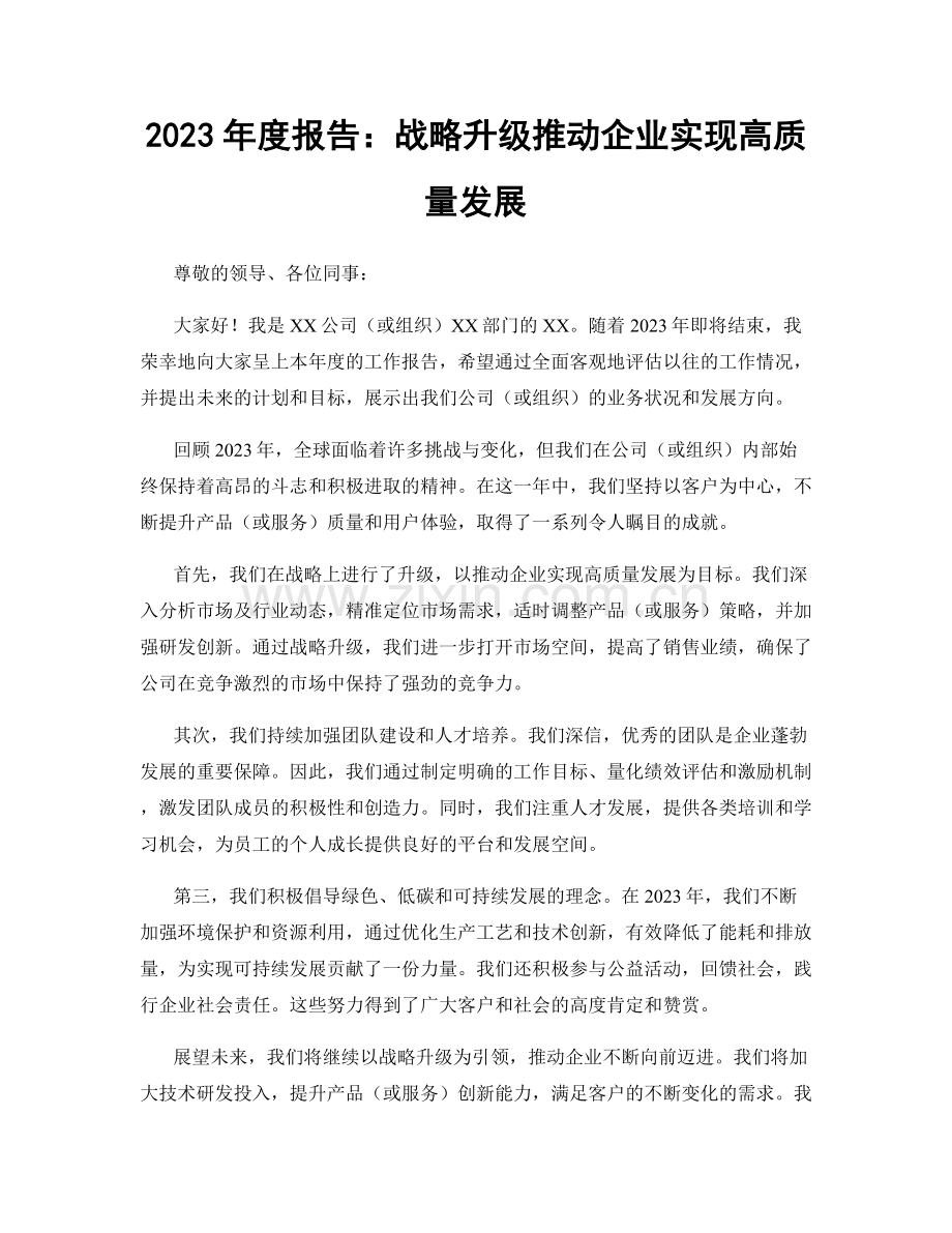 2023年度报告：战略升级推动企业实现高质量发展.docx_第1页