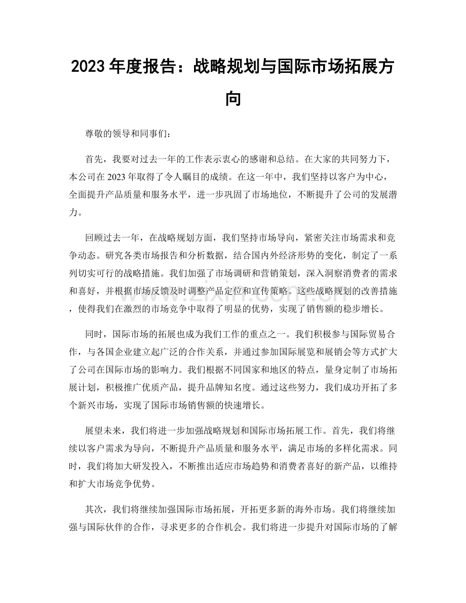 2023年度报告：战略规划与国际市场拓展方向.docx_第1页