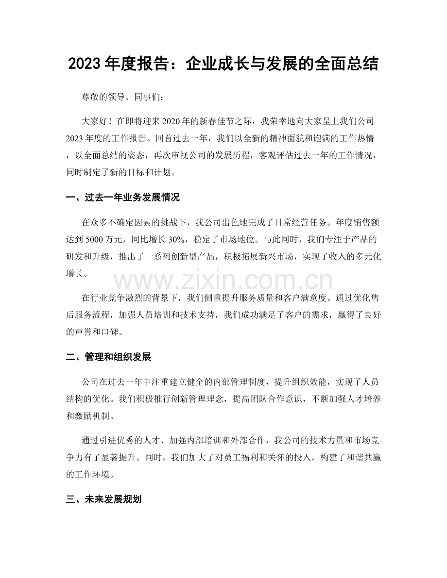 2023年度报告：企业成长与发展的全面总结.docx_第1页