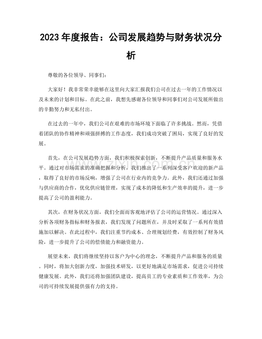 2023年度报告：公司发展趋势与财务状况分析.docx_第1页