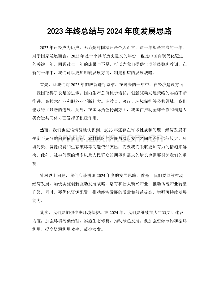 2023年终总结与2024年度发展思路.docx_第1页