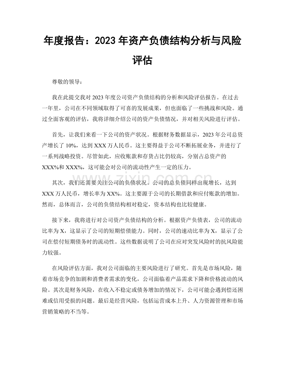 年度报告：2023年资产负债结构分析与风险评估.docx_第1页