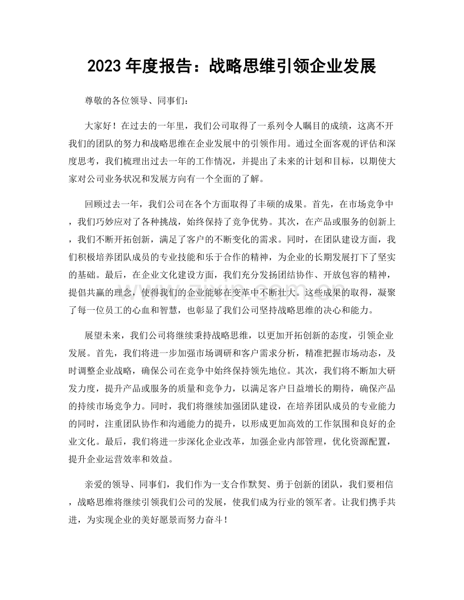 2023年度报告：战略思维引领企业发展.docx_第1页