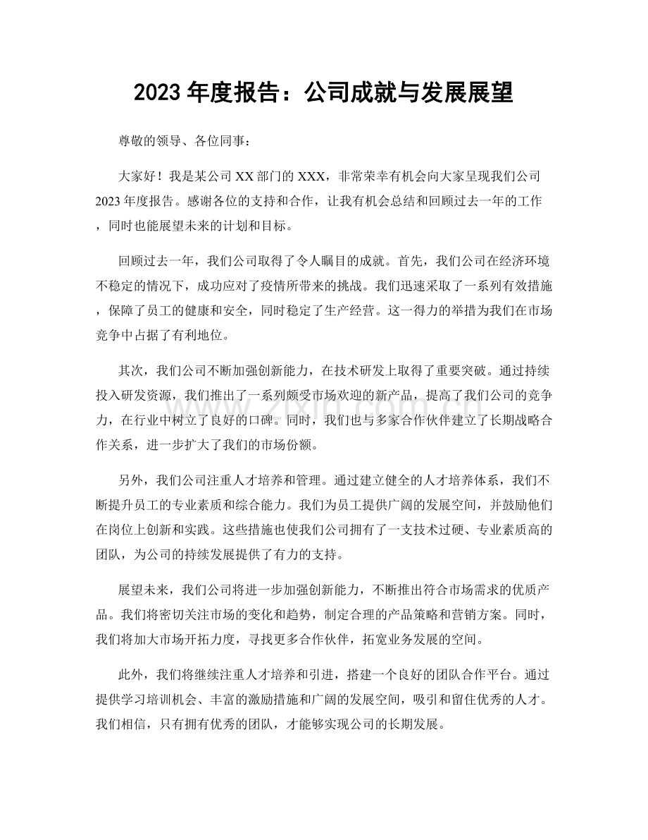 2023年度报告：公司成就与发展展望.docx_第1页