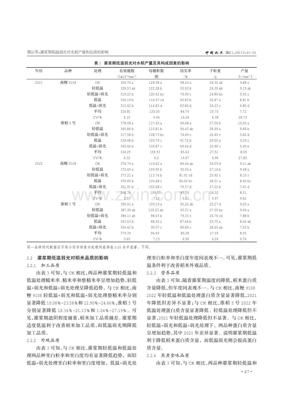 灌浆期低温弱光对水稻产量和品质的影响.pdf_第3页