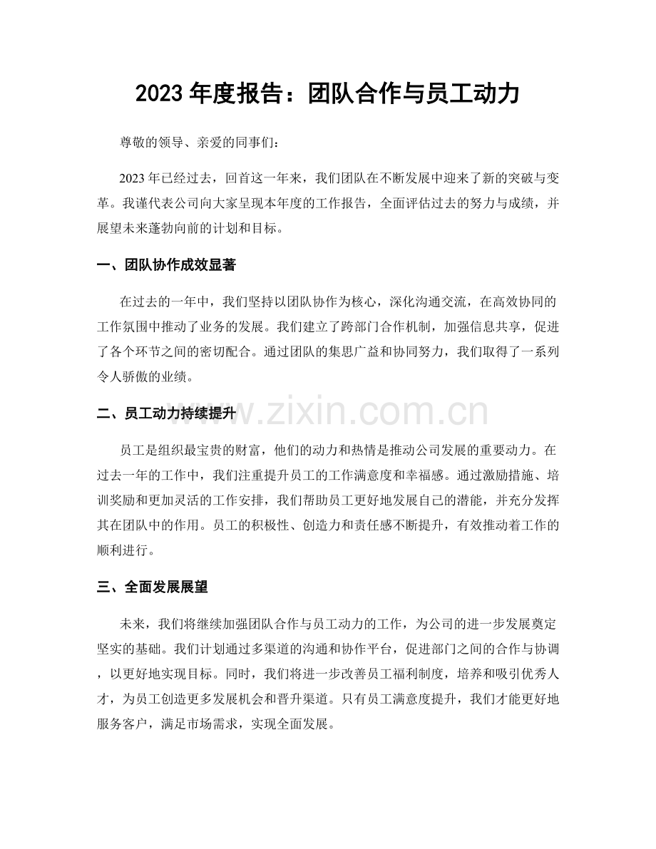 2023年度报告：团队合作与员工动力.docx_第1页