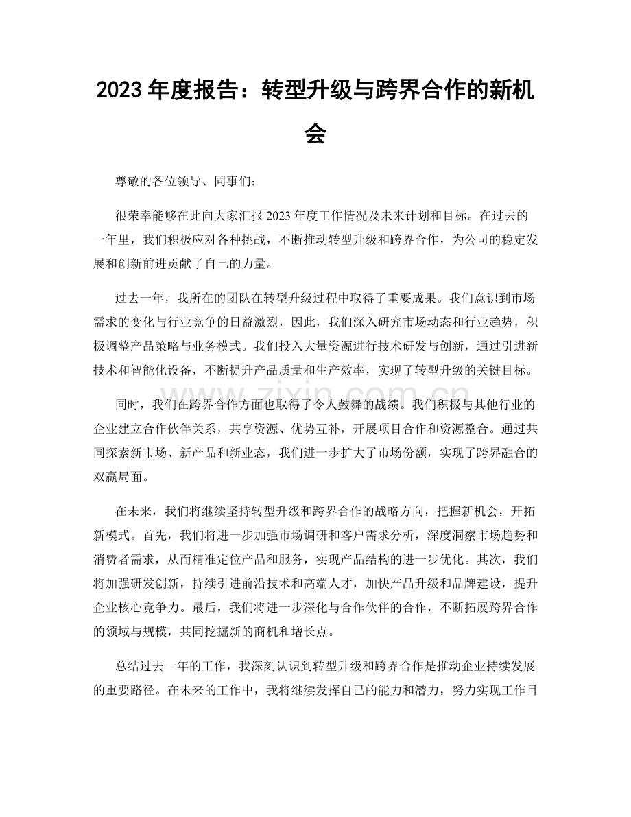 2023年度报告：转型升级与跨界合作的新机会.docx_第1页