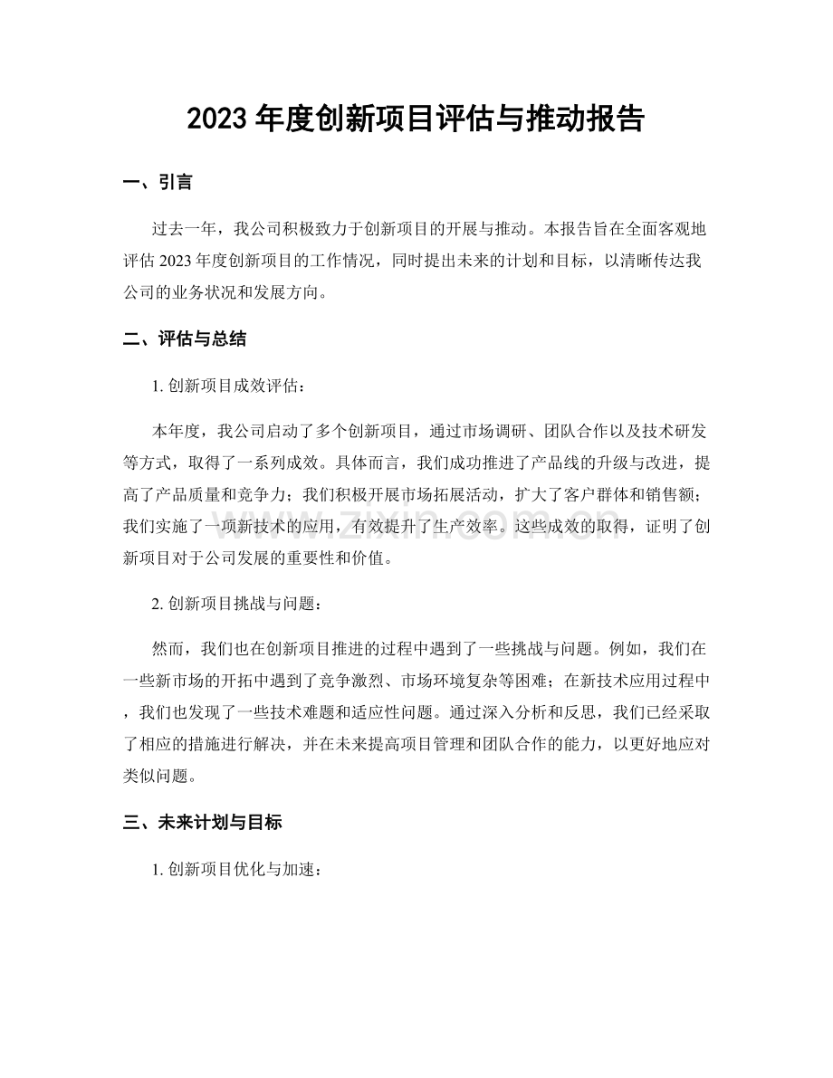 2023年度创新项目评估与推动报告.docx_第1页