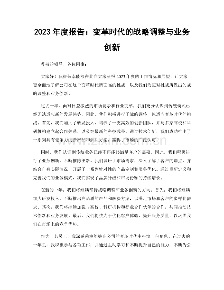 2023年度报告：变革时代的战略调整与业务创新.docx_第1页