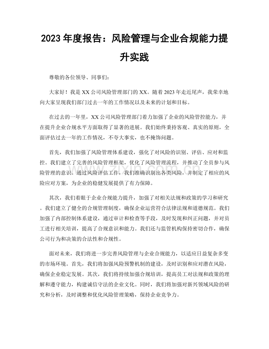 2023年度报告：风险管理与企业合规能力提升实践.docx_第1页