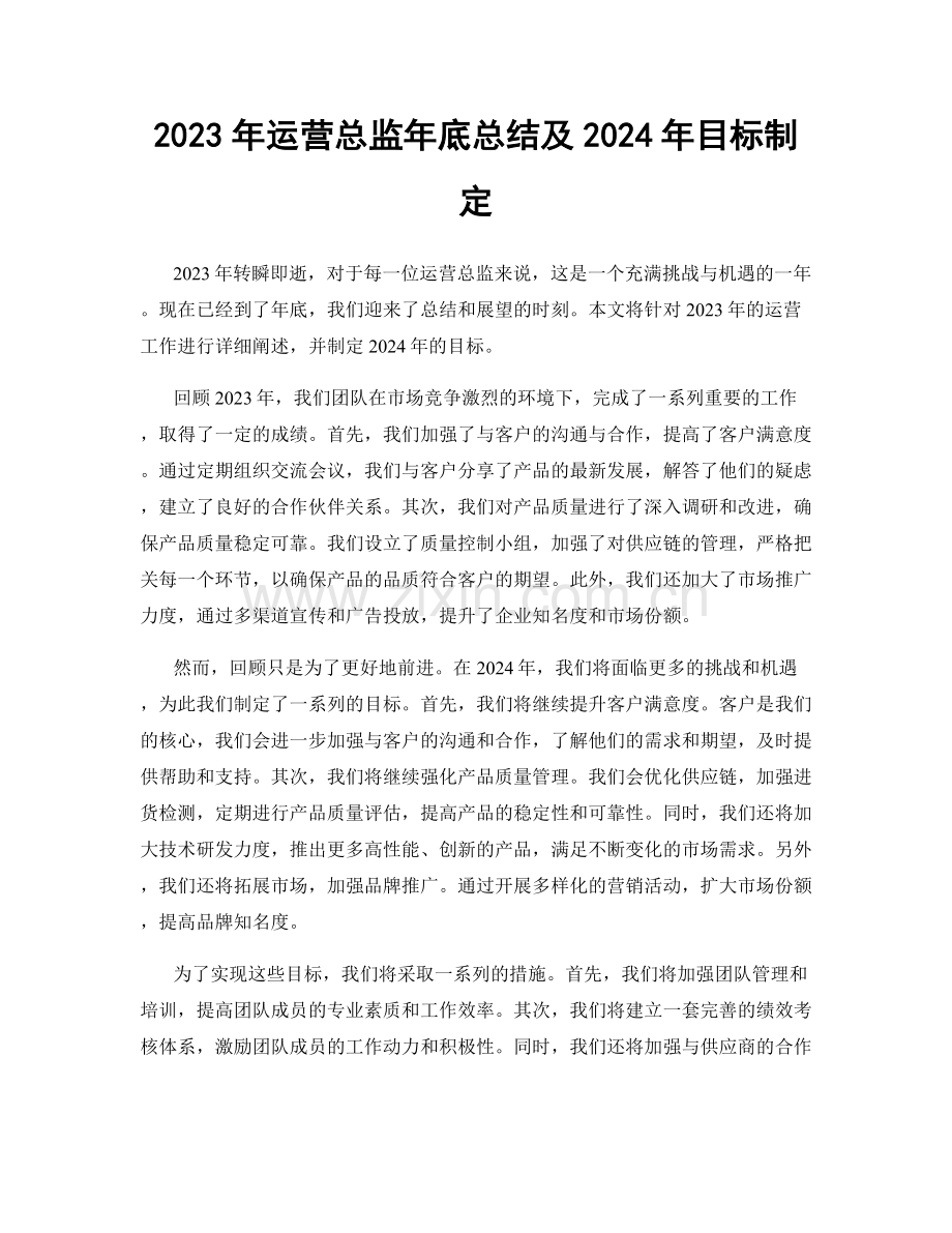 2023年运营总监年底总结及2024年目标制定.docx_第1页