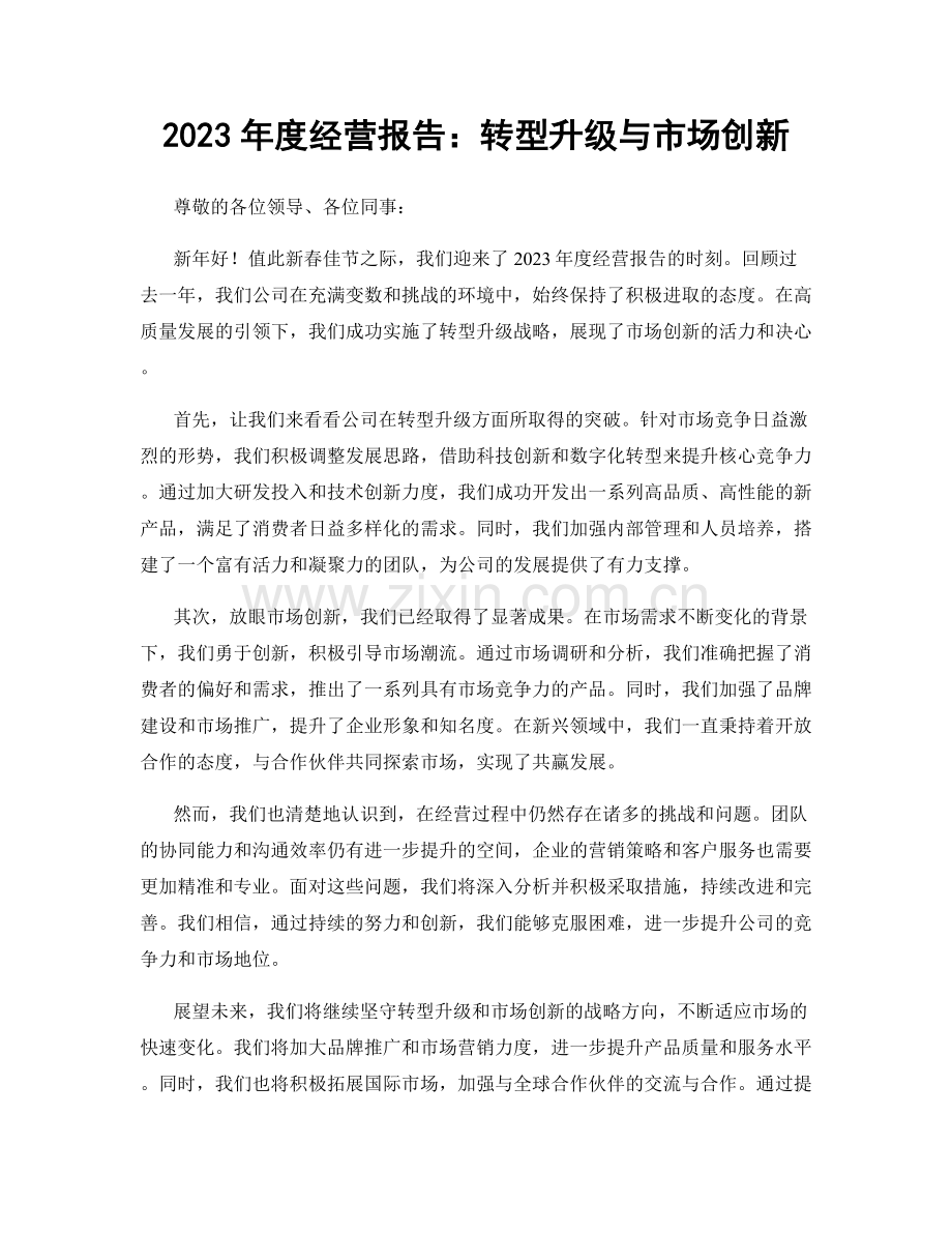 2023年度经营报告：转型升级与市场创新.docx_第1页