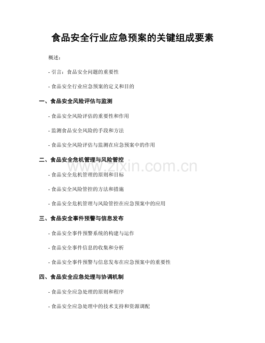 食品安全行业应急预案的关键组成要素.docx_第1页