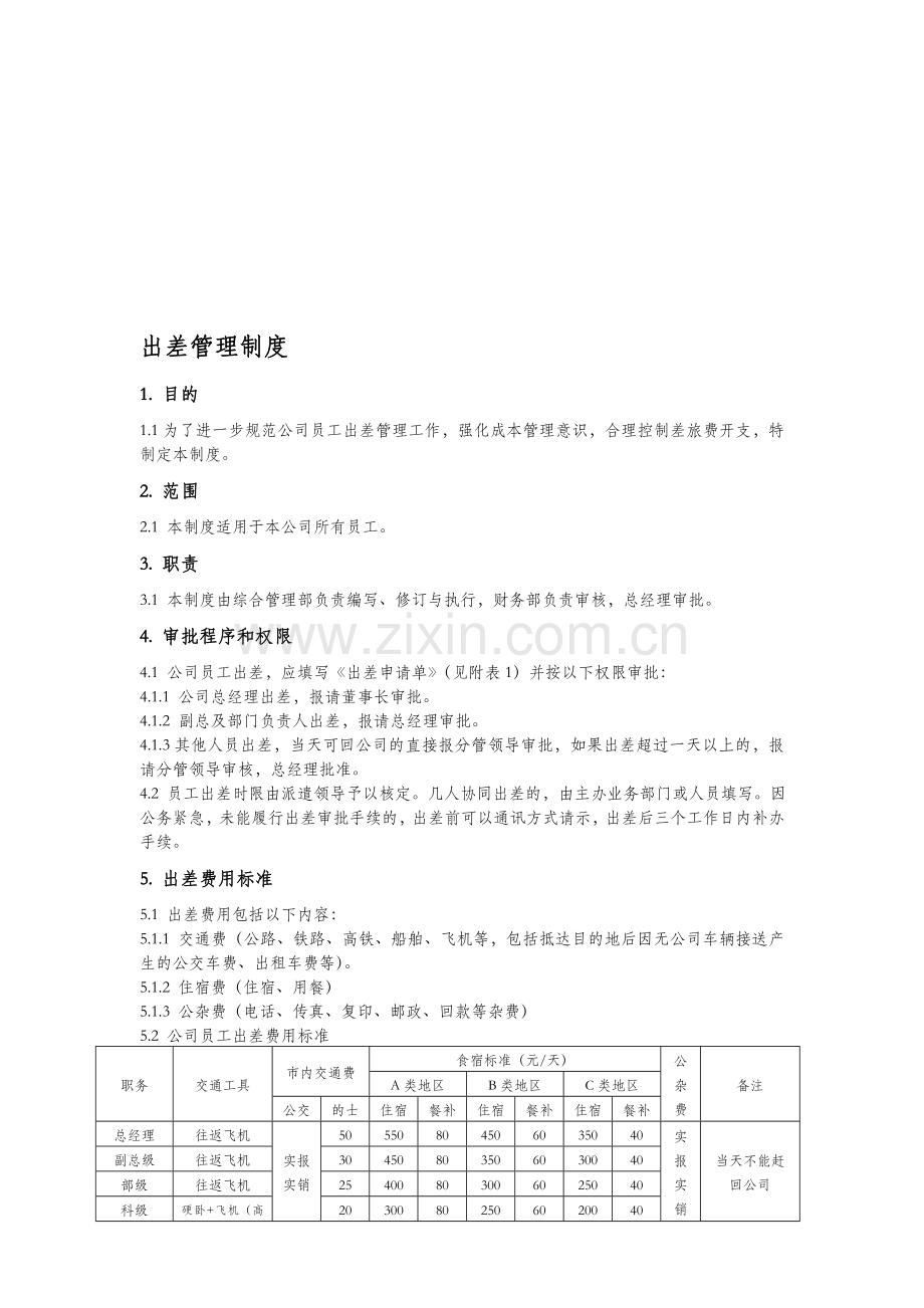 出差管理制度(2012修改版).doc_第1页