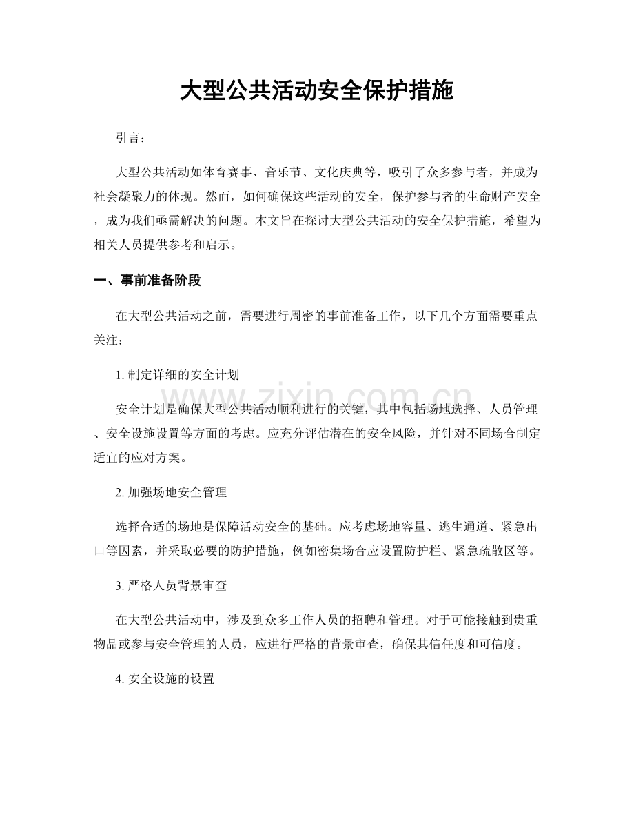 大型公共活动安全保护措施.docx_第1页