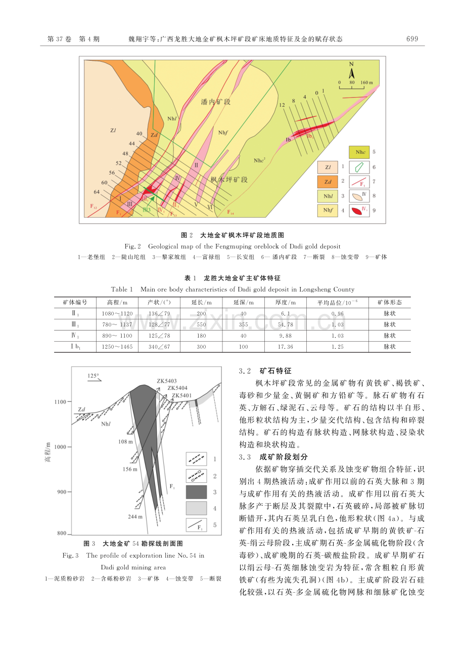 广西龙胜大地金矿枫木坪矿段矿床地质特征及金的赋存状态.pdf_第3页