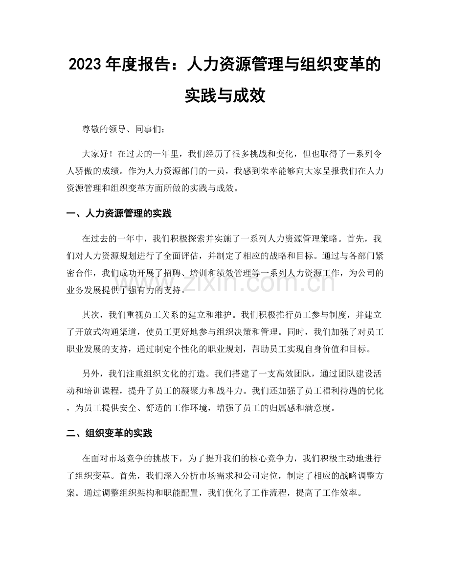 2023年度报告：人力资源管理与组织变革的实践与成效.docx_第1页