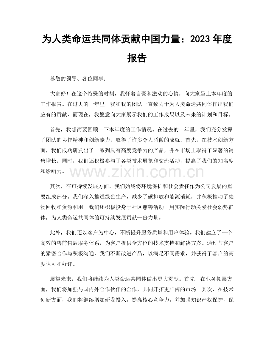 为人类命运共同体贡献中国力量：2023年度报告.docx_第1页