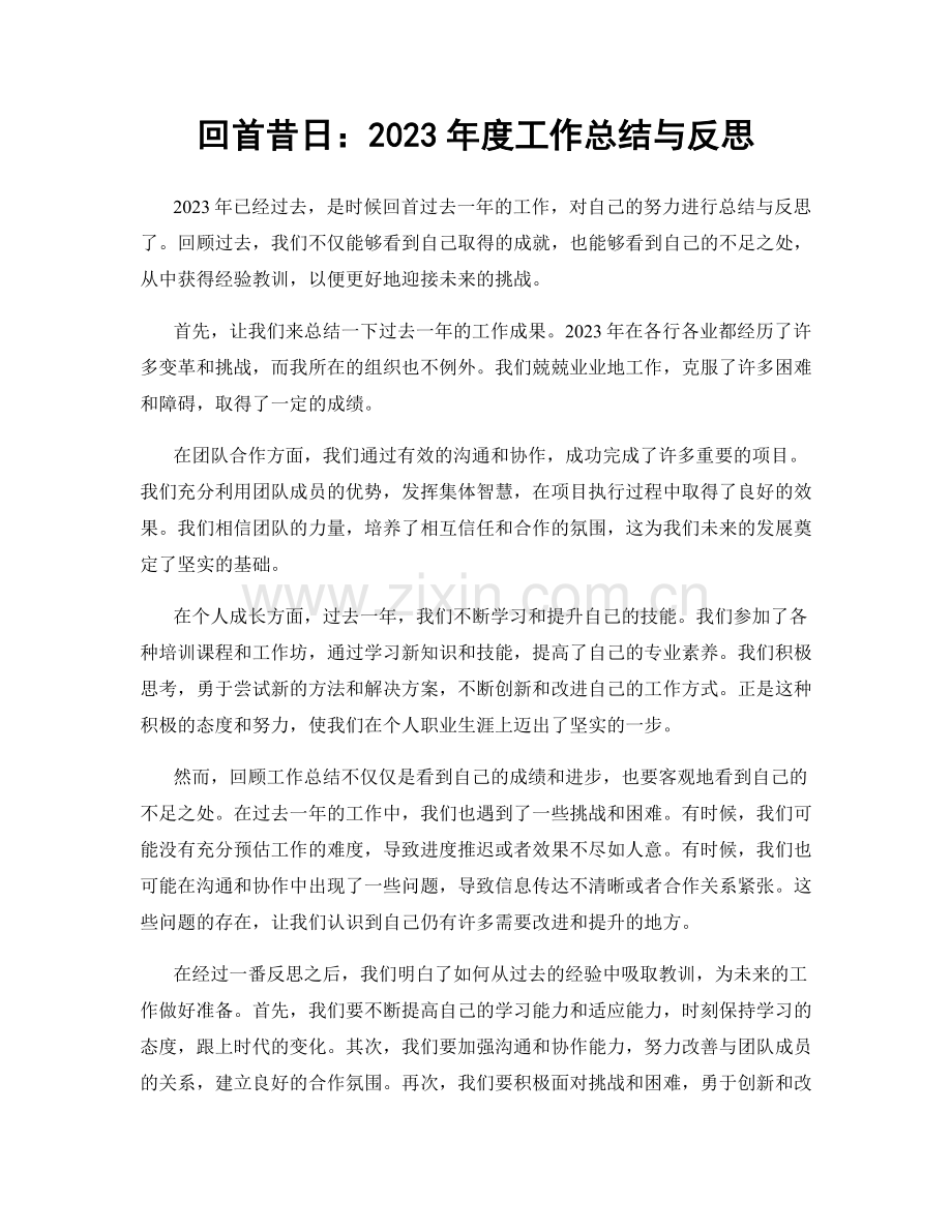 回首昔日：2023年度工作总结与反思.docx_第1页