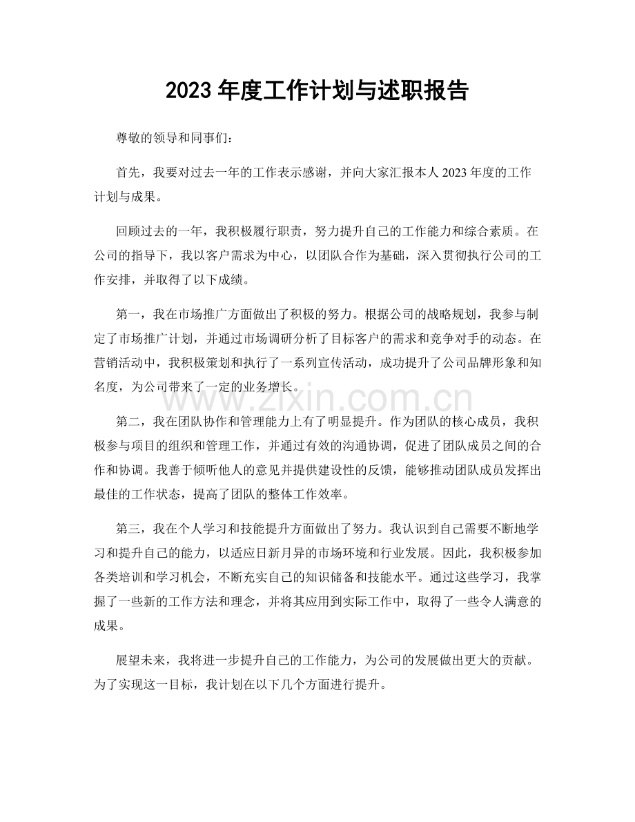 2023年度工作计划与述职报告.docx_第1页