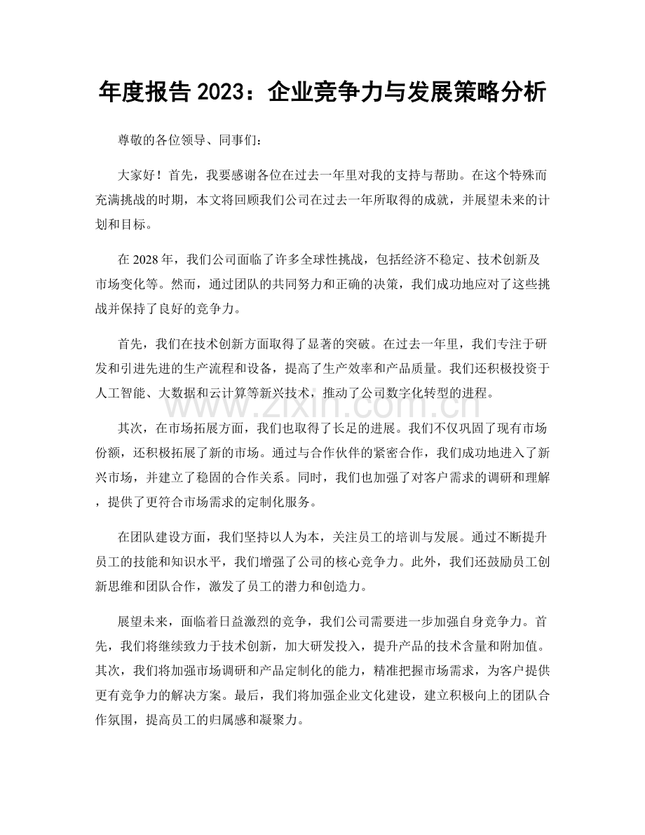 年度报告2023：企业竞争力与发展策略分析.docx_第1页