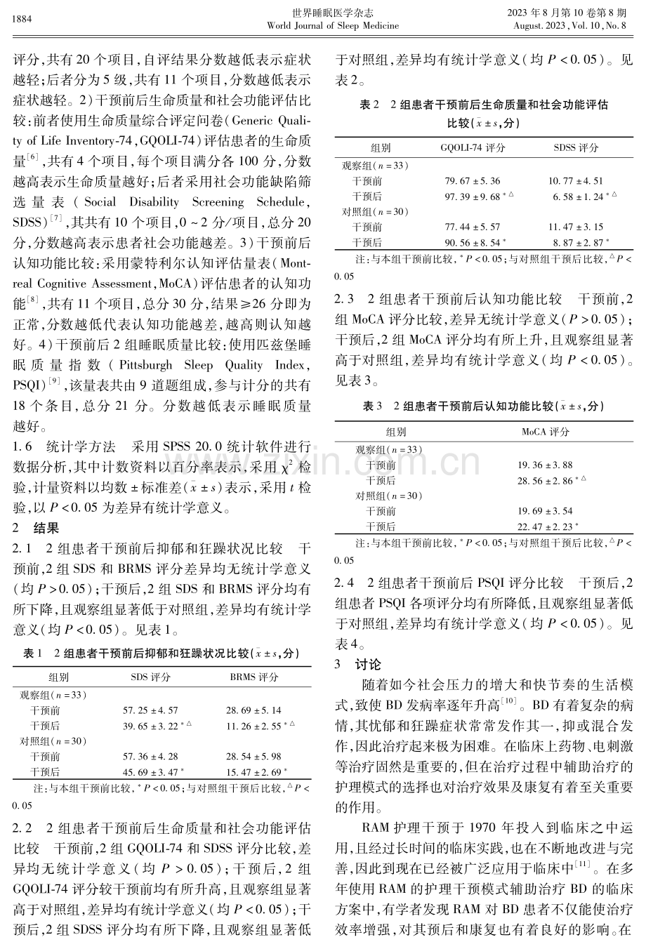 观察基于罗伊适应模式下的个性化护理干预在双相情感障碍患者康复和睡眠质量中的应用效果.pdf_第3页