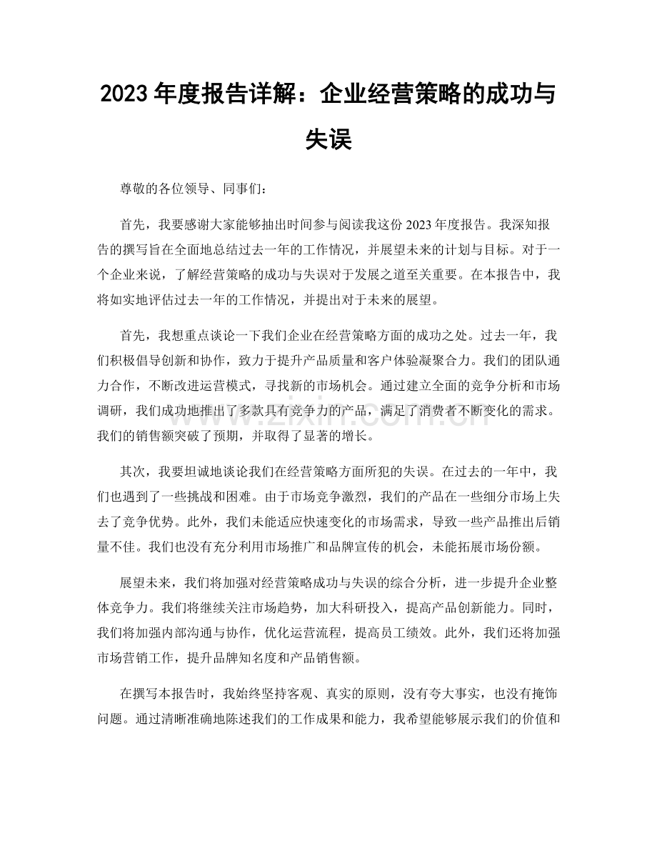 2023年度报告详解：企业经营策略的成功与失误.docx_第1页