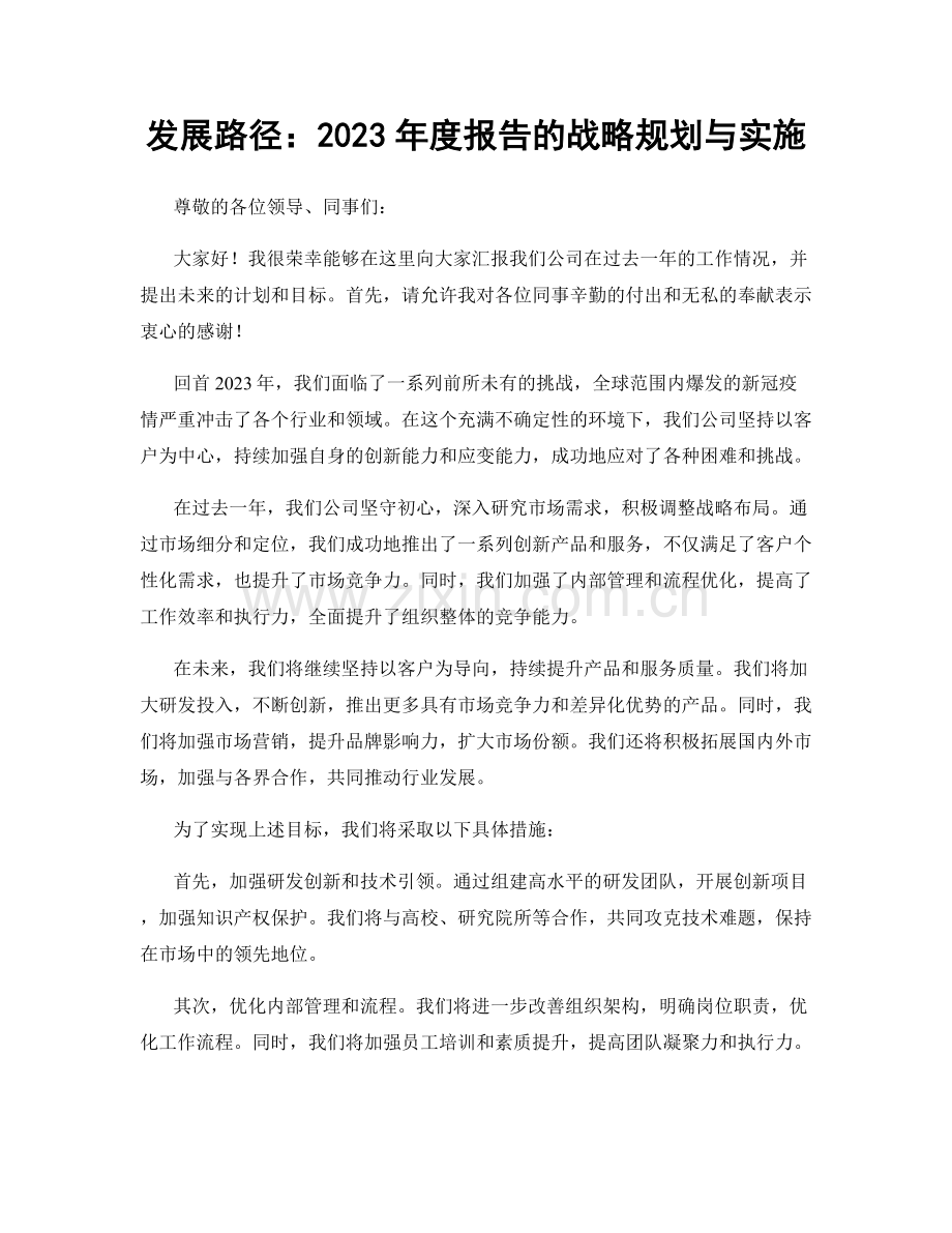 发展路径：2023年度报告的战略规划与实施.docx_第1页