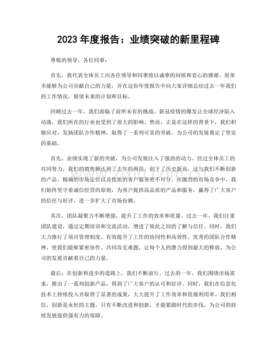 2023年度报告：业绩突破的新里程碑.docx_第1页