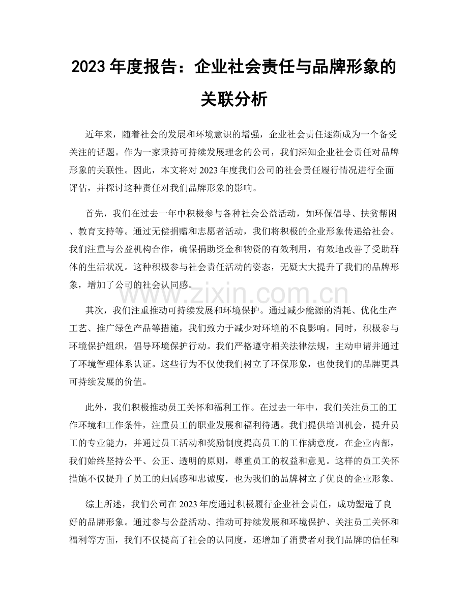 2023年度报告：企业社会责任与品牌形象的关联分析.docx_第1页