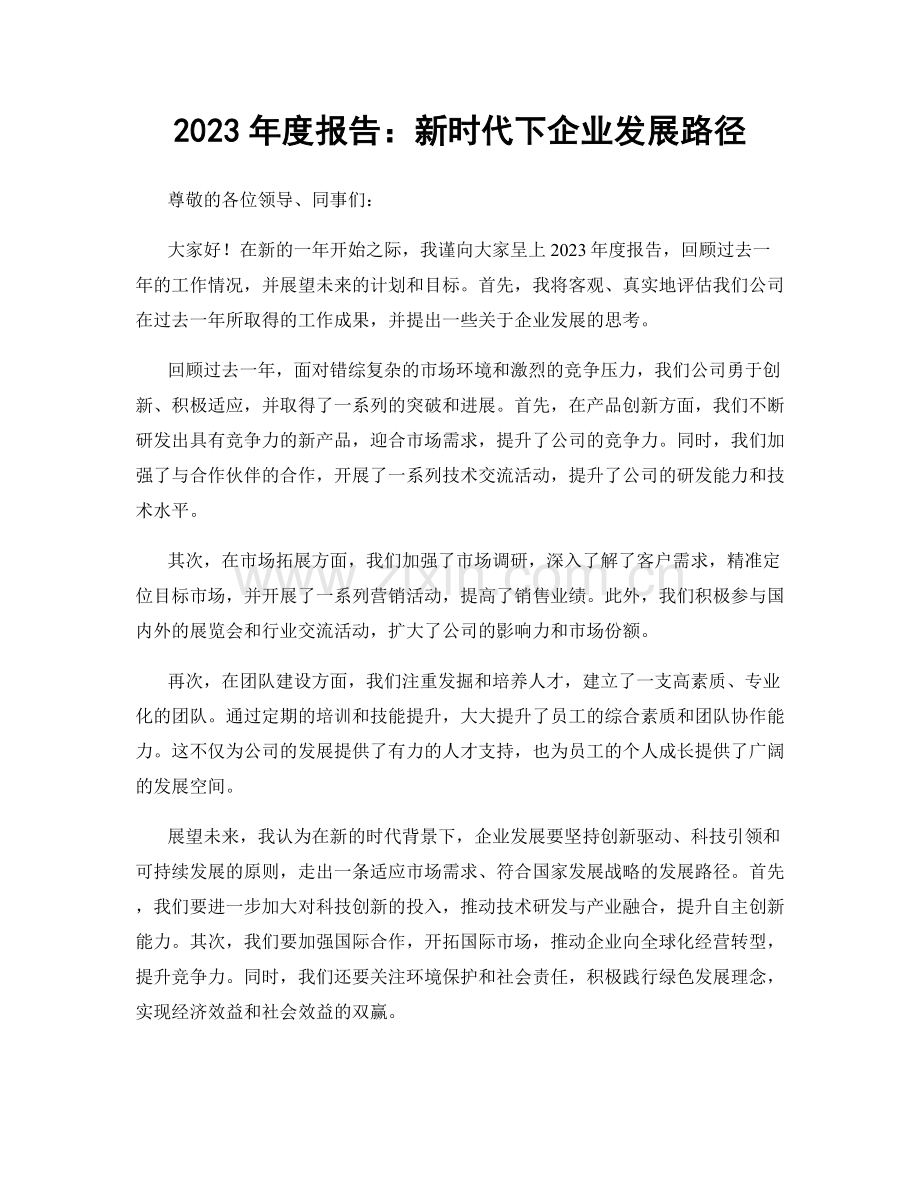 2023年度报告：新时代下企业发展路径.docx_第1页